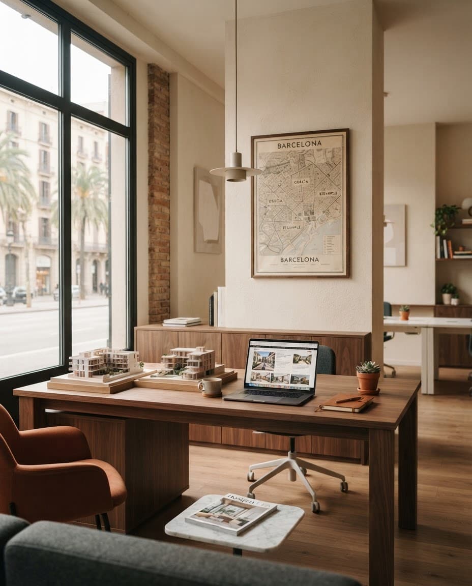 Interior de una oficina inmobiliaria en Barcelona