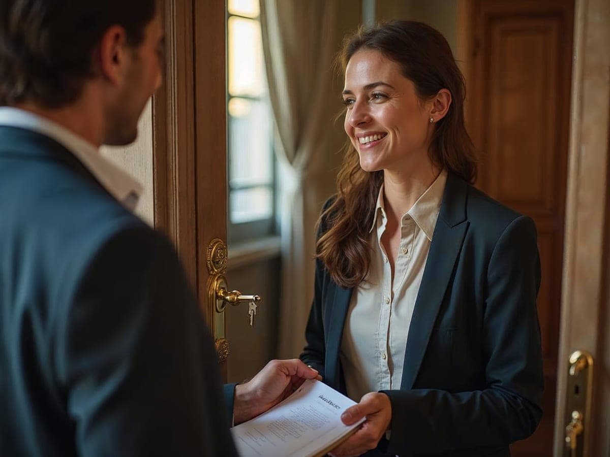 Mujer recibiendo las llaves del piso heredado